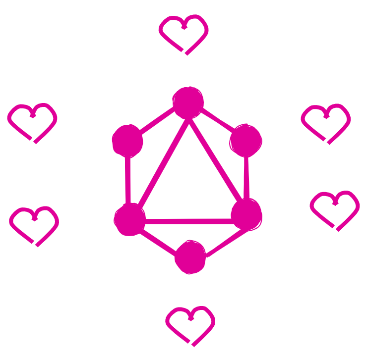 graphql icon surrounded by hearts